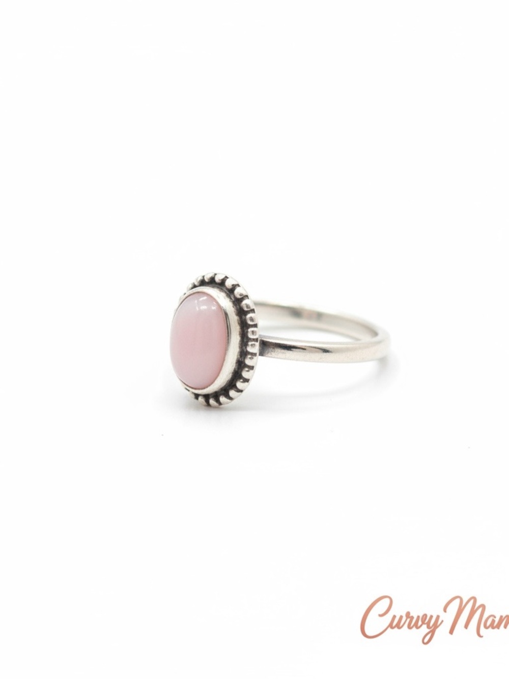 925 Sterling Silver Ring Pink Opal Gemstone size 5